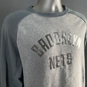 Nike Brooklyn Nets Sweatshirt Large Black On Black Zip Side